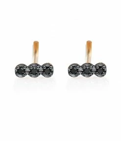 GINETTE NY Boucles D'oreilles Icons Or Rose 3 Diamants Noirs