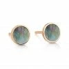 GINETTE NY Boucles D'oreilles Ever Disc Nacre Noire Or Rose
