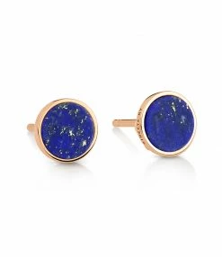 GINETTE NY Boucles D'oreilles Ever Disc Or Rose Lapis Lazuli