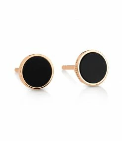 GINETTE NY Boucles D'oreilles Ever Disc Or Rose Onyx