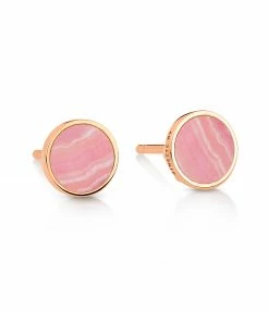 GINETTE NY Boucles D'oreilles Ever Disc Rhodocrosite Or Rose