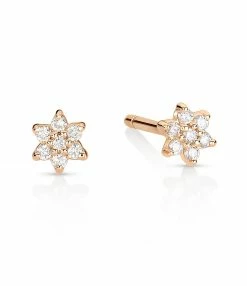 GINETTE NY Boucles D'oreilles Mini Star Puces Diamants Or Rose