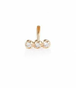 GINETTE NY Boucle D'oreille Gold And Diamond Strip Stud Solo (vendue à L'unité)