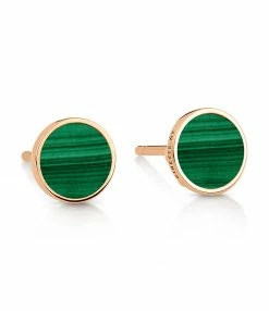 GINETTE NY Boucles D'oreilles Ever Disc Malachite Or Rose