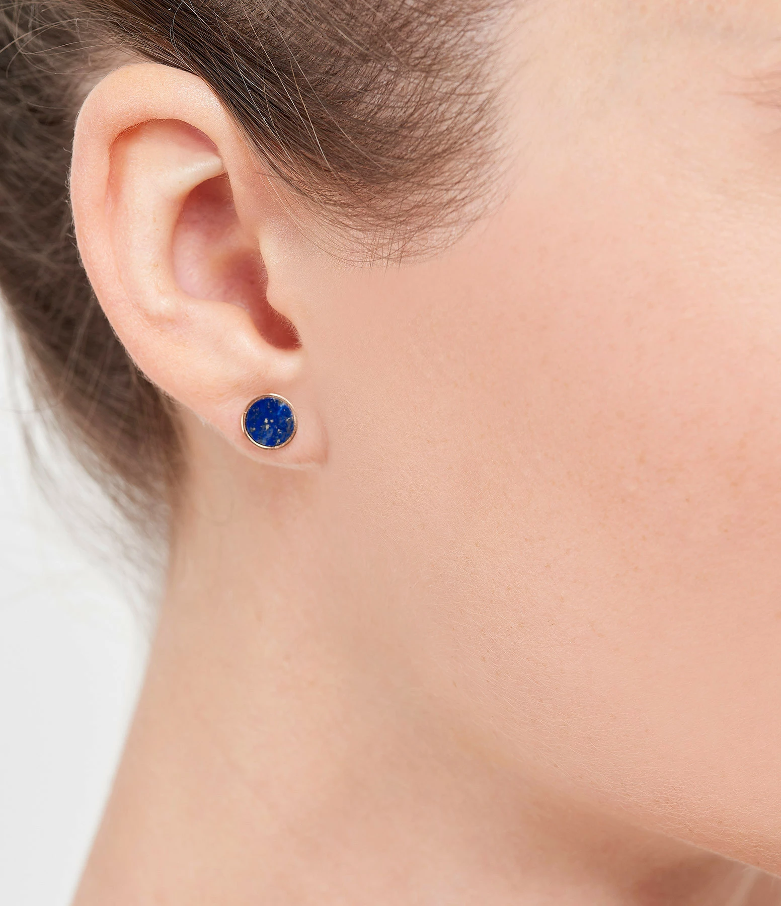 GINETTE NY Boucle D'oreille Ever Disc Or Rose Lapis Lazuli (vendue à L'unité) – Image 2