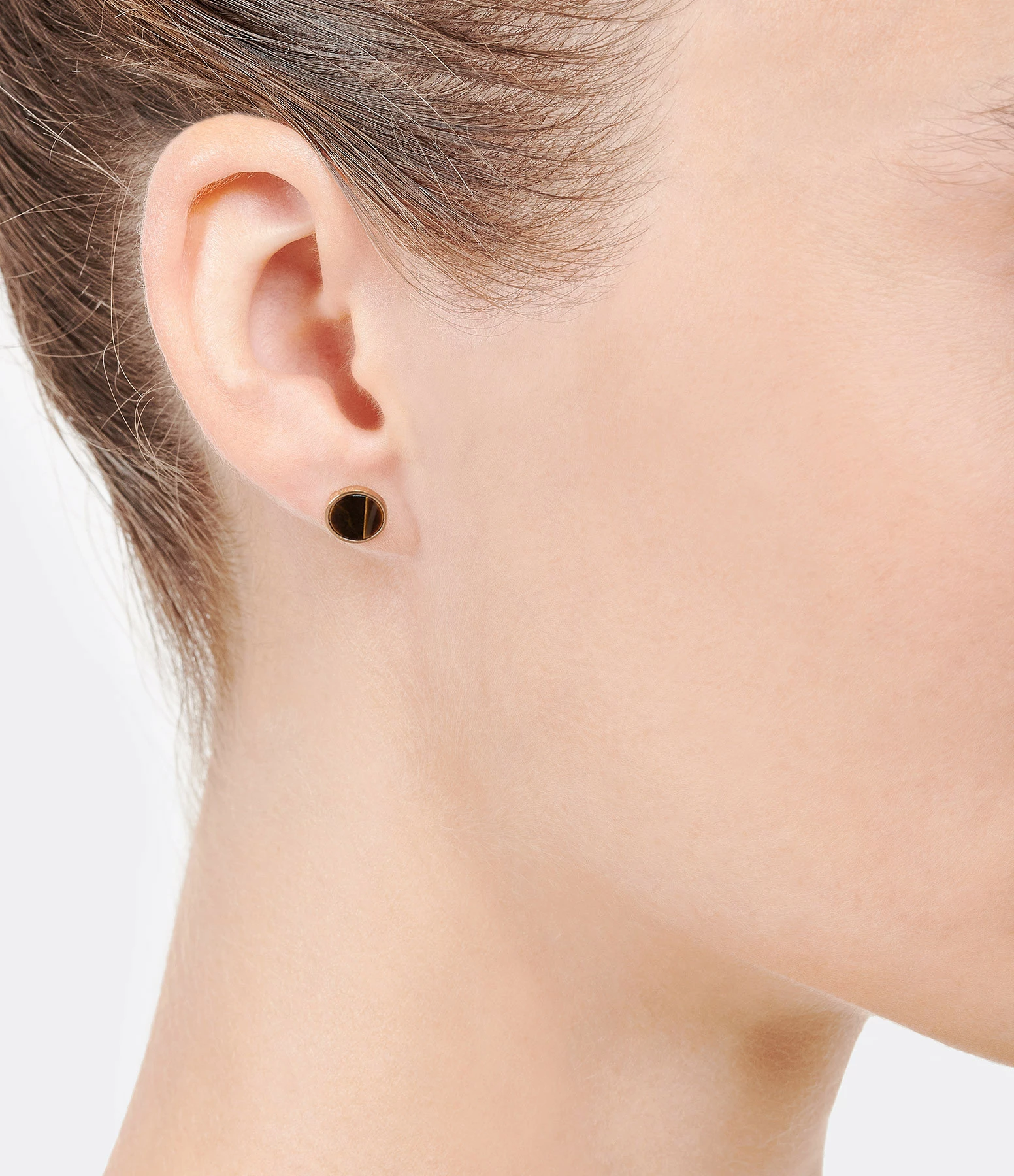 GINETTE NY Boucle D'oreille Ever Disc Or Rose Œil De Tigre (vendue à L'unité) – Image 2