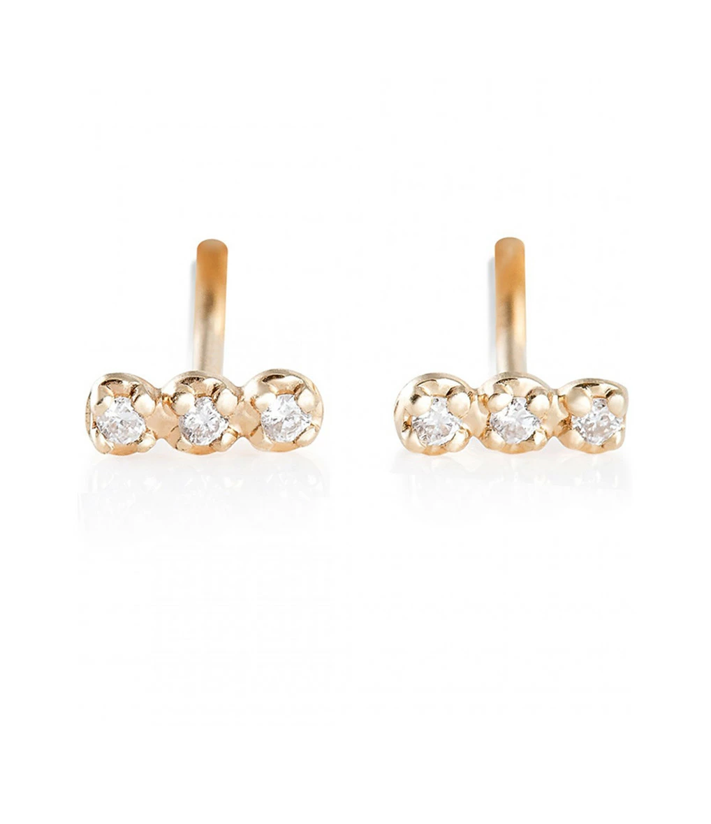 GINETTE NY Boucles D'oreilles Gold And Diamond Or Rose Diamants 1 GINETTE NY Boucles D'oreilles Gold And Diamond Or Rose Diamants