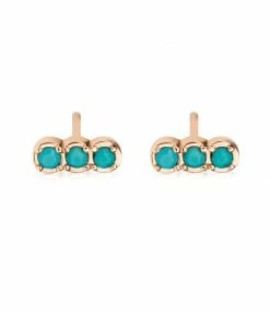 GINETTE NY Boucles D'oreilles Fallen Sky Or Rose Turquoise