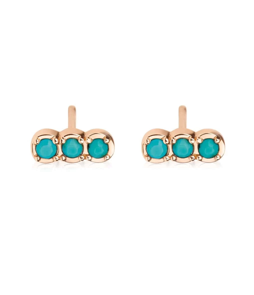 GINETTE NY Boucles D'oreilles Fallen Sky Or Rose Turquoise