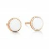 GINETTE NY Boucles D'oreilles Ever Disc Or Rose Agate Blanche