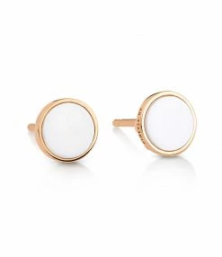 GINETTE NY Boucles D'oreilles Ever Disc Or Rose Agate Blanche