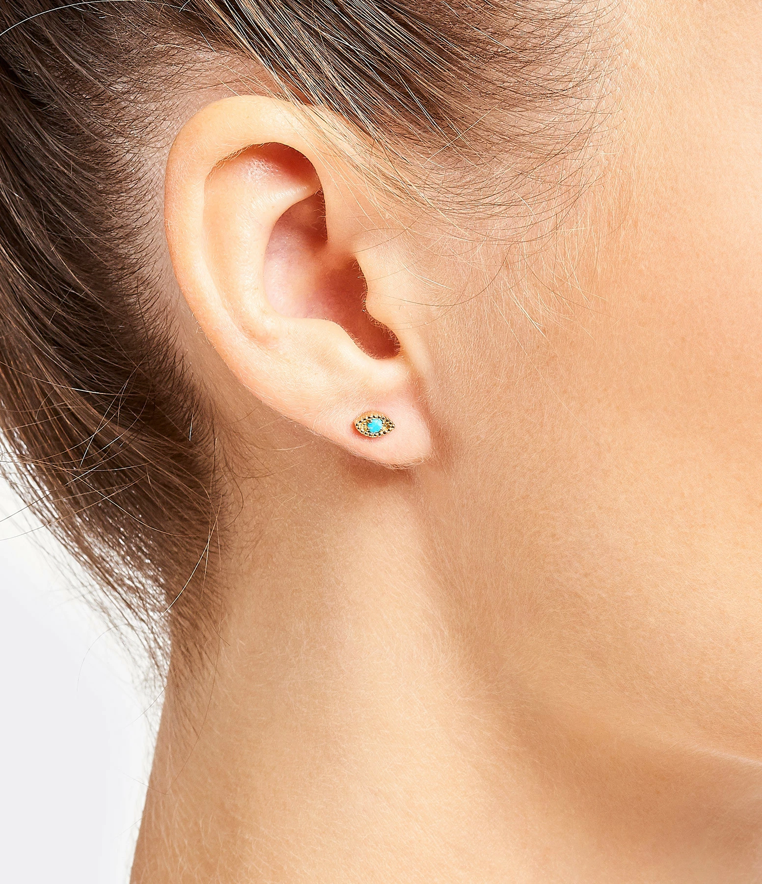 AND...PARIS Boucle D'oreille Œil Turquoise Or (vendue à L'unité) – Image 2